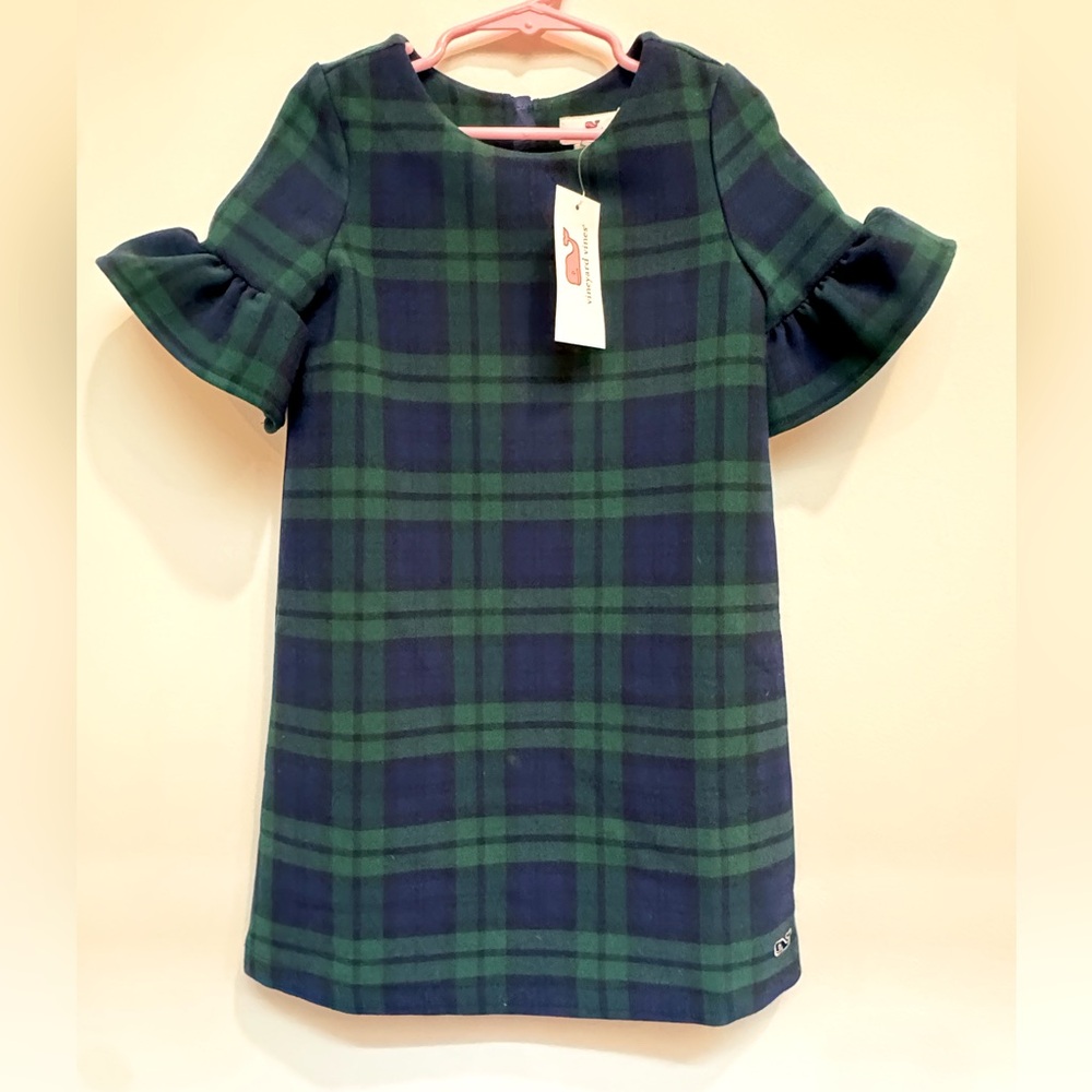 Vineyard Vines Girls Blue and Green Plaid Dress. Size 5. New with tags.
